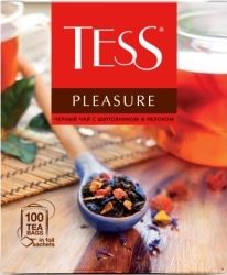 Чай TESS Pleasure черный с шиповником и яблоком 100 пакетиков