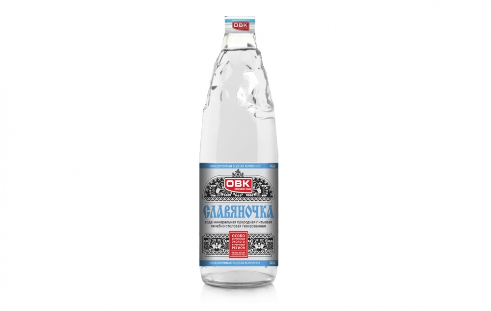 Вода минеральная СЛАВЯНОЧКА лечебно-столовая газированная 0.5л стеклянная бутылка