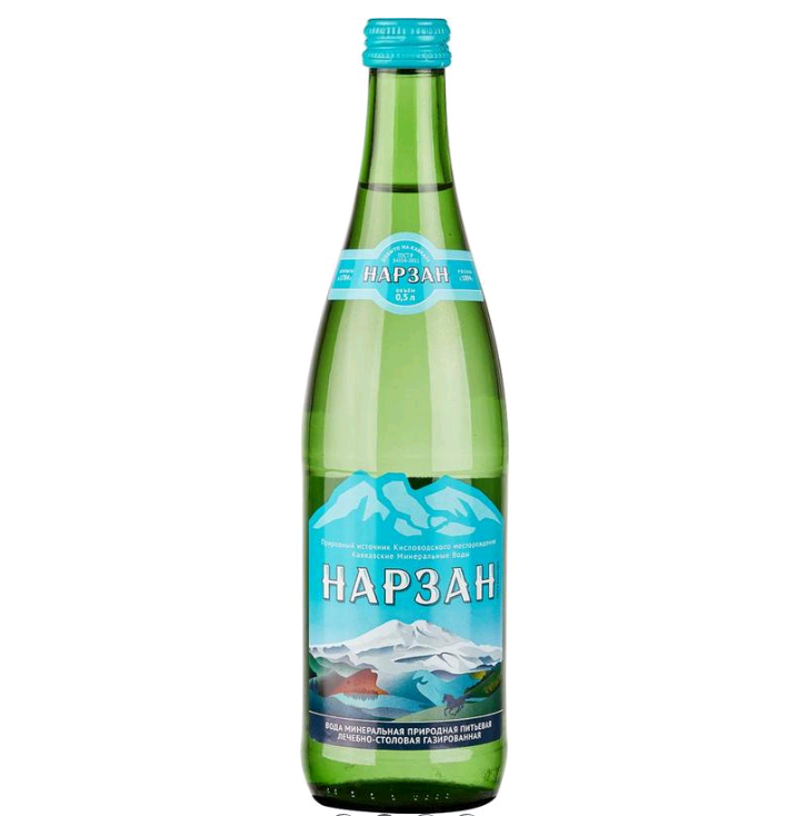 Вода минеральная НАРЗАН лечебно-столовая газированная 0.45 стеклянная бутылка