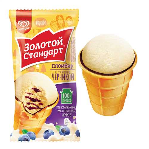 Мороженое ЗОЛОТОЙ СТАНДАРТ с таежной черникой в/ст 89гр