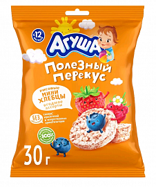 Хлебцы АГУША рисовые хрустящие мини ягодное ассорти 0.2% 30гр