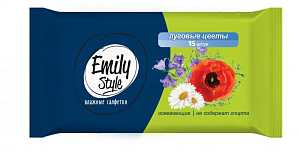 Салфетки влажн Emily Style универ 15шт Луг цветы