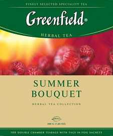 Чай ГРИНФИЛД Summer Bouquet травяной малина шиповник гибис 100 пакетиков