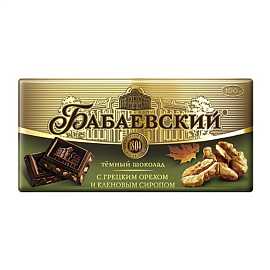 Шоколад БАБАЕВСКИЙ темный грецкий орех/кленовый сироп 90гр