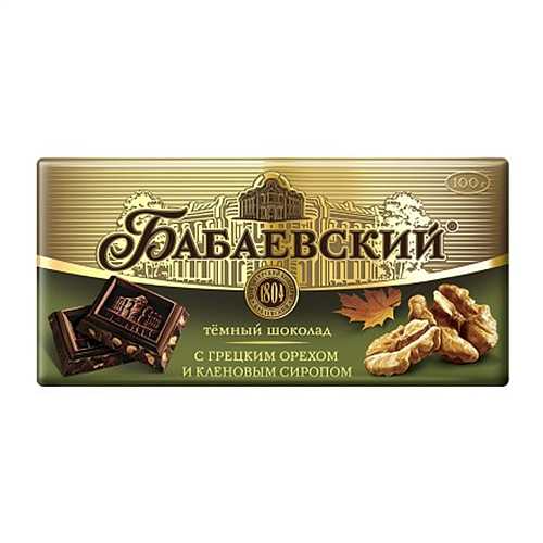 Шоколад БАБАЕВСКИЙ темный грецкий орех/кленовый сироп 90гр