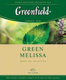 Чай ГРИНФИЛД Green Melissa зеленый мята мелиса 100 пакетиков