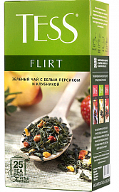Чай TESS Flirt зеленый с ароматом персика и клубники листовой 100гр