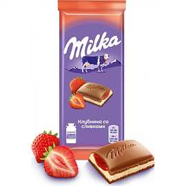 Шоколад МИЛКА молочный клубника/сливки 85гр