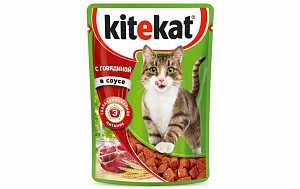 КИТЕКЕТ Корм для кошек говядина в соусе 85гр
