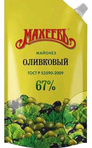 Майонез МАХЕЕВ оливковый 67% д/п 380гр
